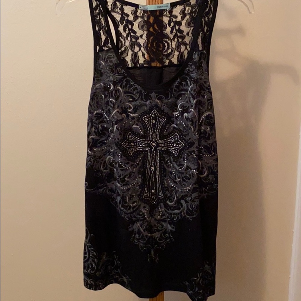 Black cross graphic tank
